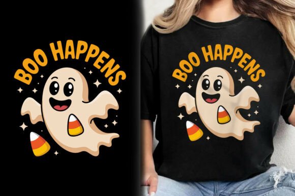 Boo Happens Halloween Ghost Shirt Design Graphics and T-Shirt Designs