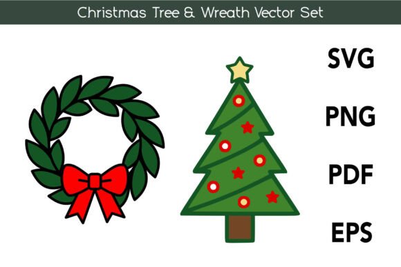 Christmas Tree Wreath Vector Set Review