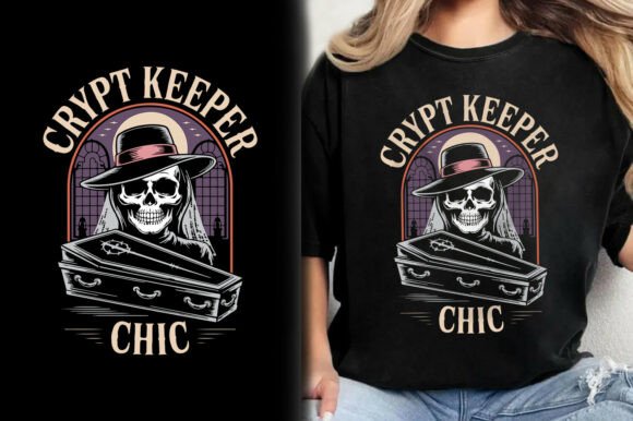 Crypt Keeper Chic Scary Skeleton T-Shirt Graphics and T-Shirt Designs