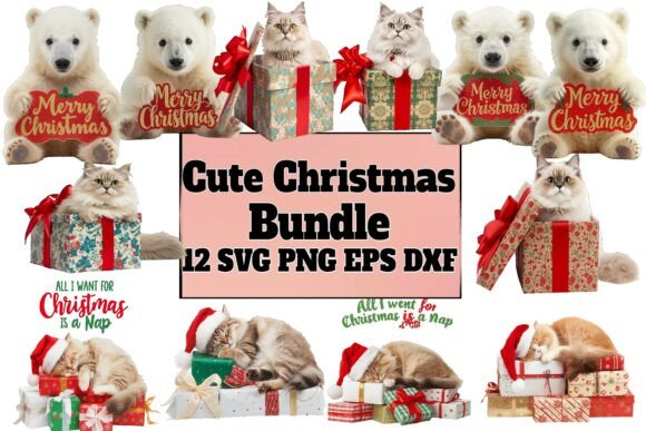 Cute Christmas Animal Bundle Graphics and Illustrations Review
