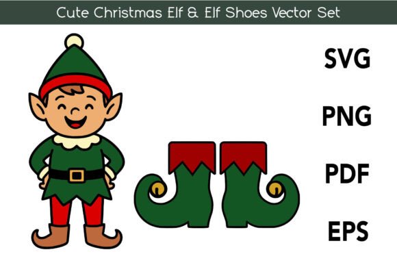 Cute Christmas Elf Elf Shoes Vector Graphics and Illustrations Review