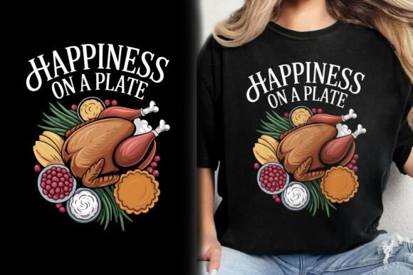 Happiness on a Plate Thanksgiving Shirt Graphics and T-Shirt Designs