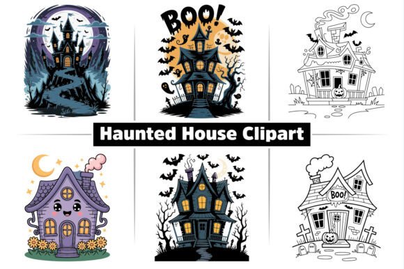 Haunted House Halloween Clipart SVG Pack: Graphics and Illustrations for Crafters