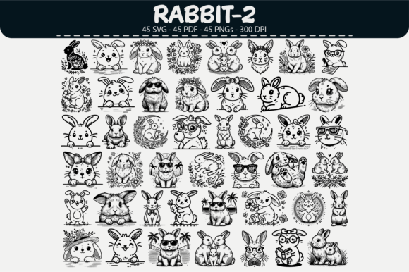 Rabbit Vector Clipart – 45 Designs