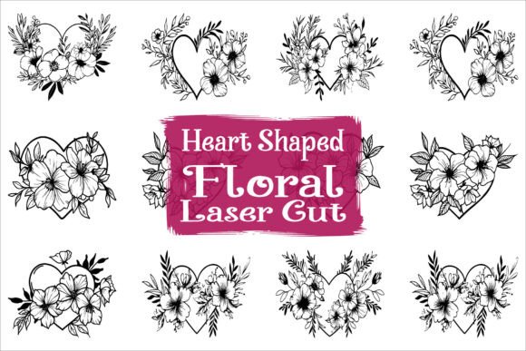 Romantic Floral Heart Laser Cut Graphics for Crafts